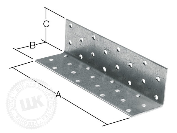 Крепежный уголок равносторонний KUR 60*160*160 мм.