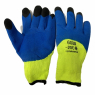 Перчатки с двойным обливом 600# салатно-синие с черными пальцами №0