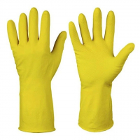 Открыть страницу товара Перчатки латексные Gloves хозяйственные с хлопковым напылением L желтые